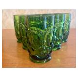A Set of Six Emerald Green Moon and Star Pattern P