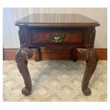 Traditional Cherry Wood Commode Style End Table wi