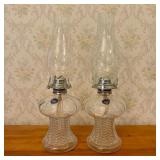 A Pair of Lamplight Farms Clear Pressed Glass Kero