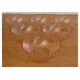 Set of Six Duralex France Pink Swirl Pattern Glass