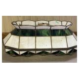 Large Tiffany Style Green and White Slag Glass Bil