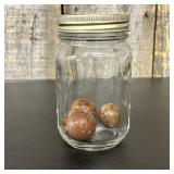 Three Antique Glazed Clay Marbles