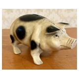 Vintage Cast Iron Standing Spotted Pig Coin Bank