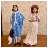A Pair of Large Hand Painted Chalkware Figurines D