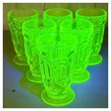 Set of Six L.G. Wright Moon and Star Pattern Vasel