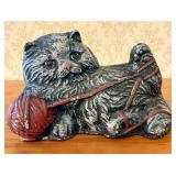 Vintage Cast Plaster Figurine of a Long Haired Cat