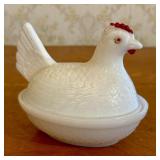 Hazel-Atlas Milk Glass Miniature Hen on Nest Cover
