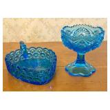Two Pieces of American Pressed Glass in Moon and S