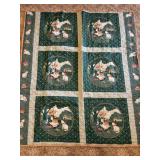 Quilted Cotton Wall Hanging Featuring Feline and G