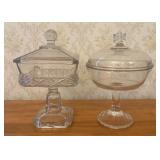 Two American Brilliant Style Pressed Glass Covered