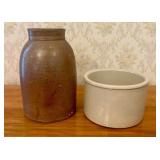 Two Antique American Stoneware Vessels Including R