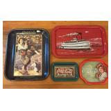 A Collection of Four Coca-Cola Lithographed Tin Ad