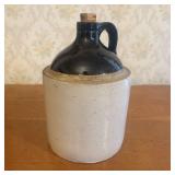 Antique Two Tone Stoneware Beehive Whiskey Jug wit
