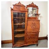 Victorian Tiger Oak Side By Side Secretary Desk an
