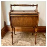 Mid-Century Colonial Revival Wooden Sewing Stand w