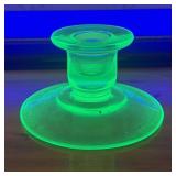 A Vintage Green Uranium Glass Candlestick Holder