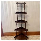 Five Tier Wood Corner Etagere Whatnot Stand