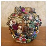 A Folk Art Memory Ware Vessel Encrusted with Found
