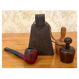 Vtg Collection w/ Briar Tobacco Pipe, Pair Wooden