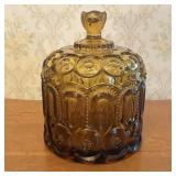 Vintage Moon and Star Pattern Amber Pressed Glass