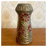 Vintage Cast Metal Polychrome Floral Vase
