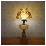 Amber Pressed Glass Moon and Star Pattern Electric