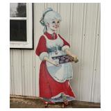 Vintage Painted Plywood Mrs. Claus Holiday Yard Cu