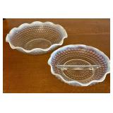 Two Pieces of French Opalescent Hobnail Glass Incl