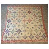 Vintage Hand Stitched Cotton Feed Sack Patchwork Q