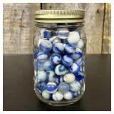 A Collection of Blue and White Swirl Machine Made
