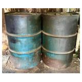 A Pair of Vintage Blue Industrial Steel Drums