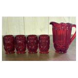 A Set of Ruby Red Moon and Star Pattern Miniature