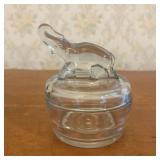 Vintage Pressed Clear Glass Elephant Covered Trink
