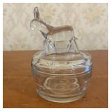Vintage Pressed Clear Glass Covered Jar with Stand