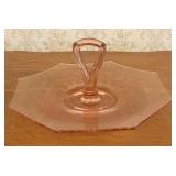 Pink Depression Glass Center Handled Octagonal Ser