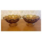 A Pair of Amber Pressed Glass Footed Bowls in the