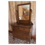 American Late Victorian Tiger Oak Dresser with Swi