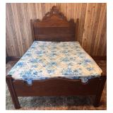 Victorian Style Full Size Walnut Bed Frame with Ca