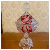 Two Piece Lead Crystal Covered Compote with Ruby S