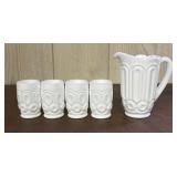 A Set of Moon and Star Pattern Milk Glass Miniatur