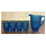 A Set of Moon and Star Pattern Teal Blue Pressed G