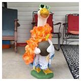 Large Painted Cast Concrete Porch Goose Statue in