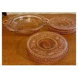 A Collection of Pink Depression Era Glass Tablewar