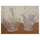 Two Pieces of Colorless Pressed Glass With Frosted