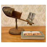 Antique Pedestal Stereoscope with a Collection of