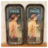 A Pair of Coca-Cola Lithographed Tin Advertising T