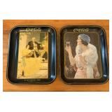 Two Coca-Cola Lithographed Tin Advertising Serving
