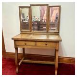 Antique Quartersawn Tiger Oak Vanity with Tri-Fold