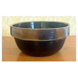 Large Antique Two Tone Brown Stoneware Heavy Rim M