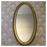 Large Traditional Oval Wall Mirror with Gilt Decor